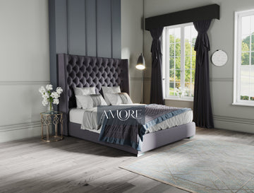 Clayton Curve Wingback Winged Bed - Amore