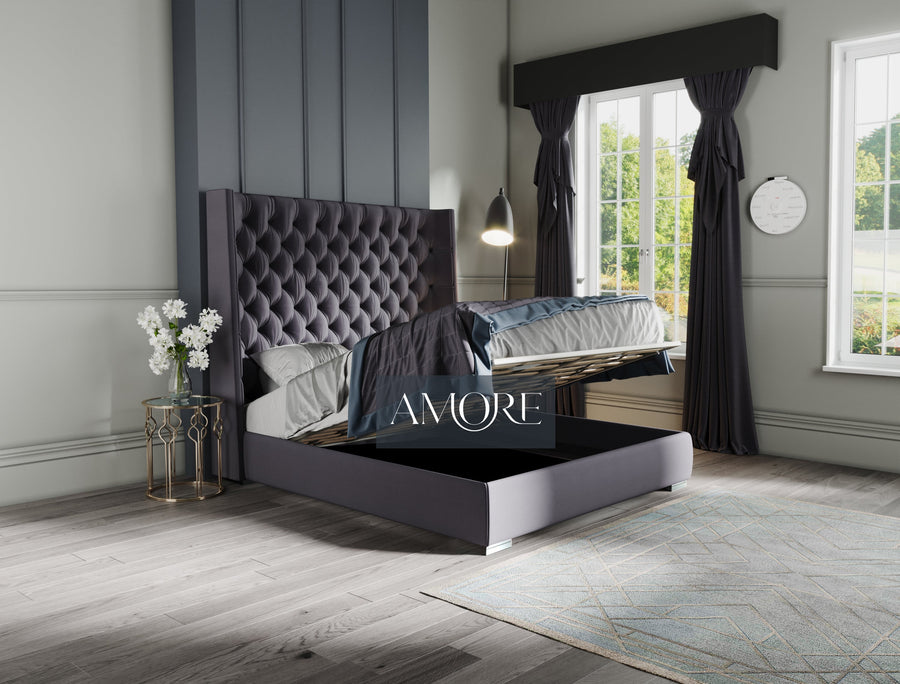 Clayton Curve Wingback Winged Bed - Amore