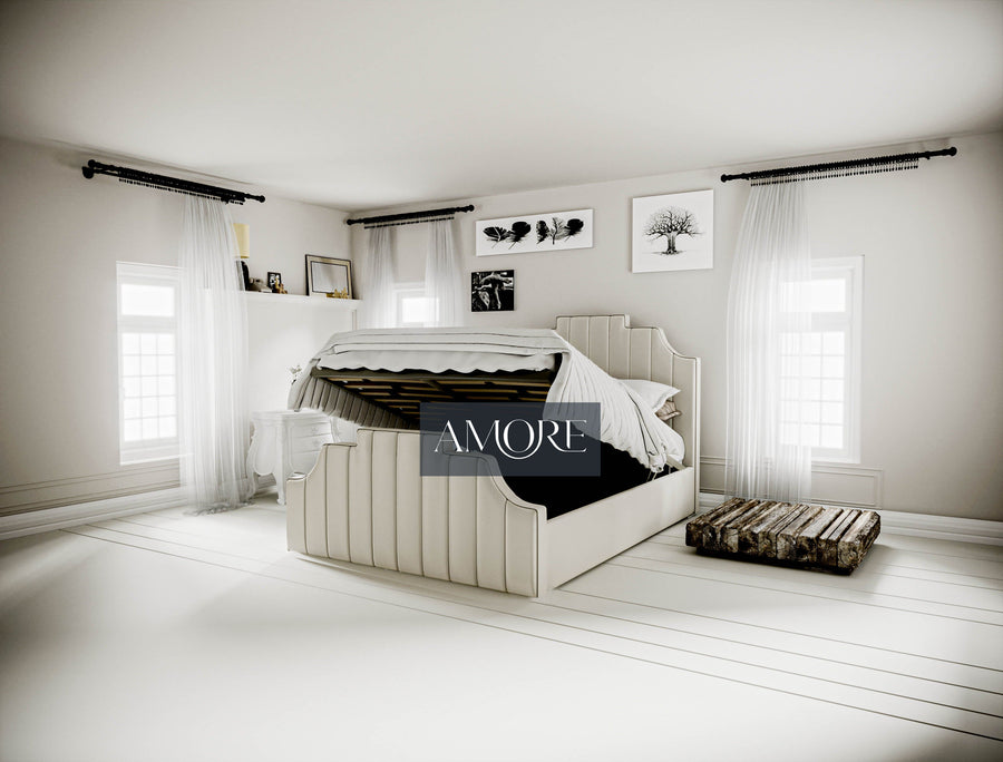 Athena Art Deco Fabric Bed - Amore
