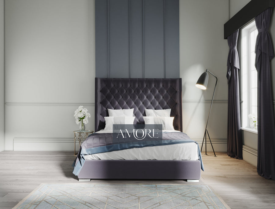 Clayton Curve Wingback Winged Bed - Amore
