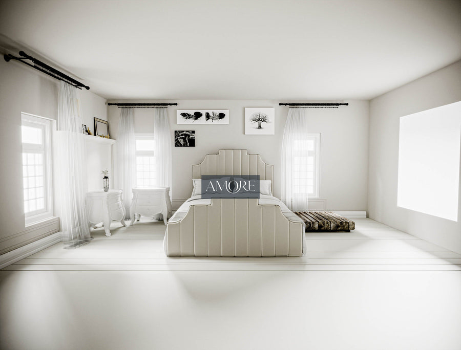 Athena Art Deco Fabric Bed - Amore