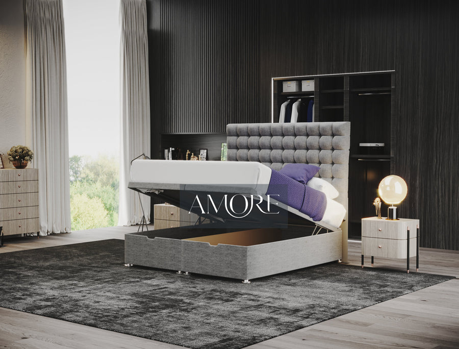 Turner Cube Divan Ottoman Storage Bed - Amore