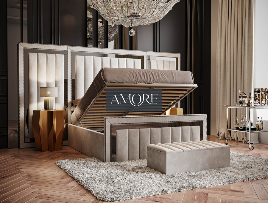 Mirror headboard bedroom set deals