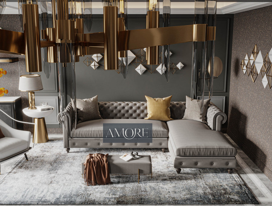 Sofa chesterfield on sale com chaise